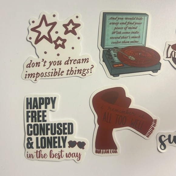 Taylor Swift “Red” Inspired Vinyl Sticker Bundle - 6 Stickers - Picture 2 of 3